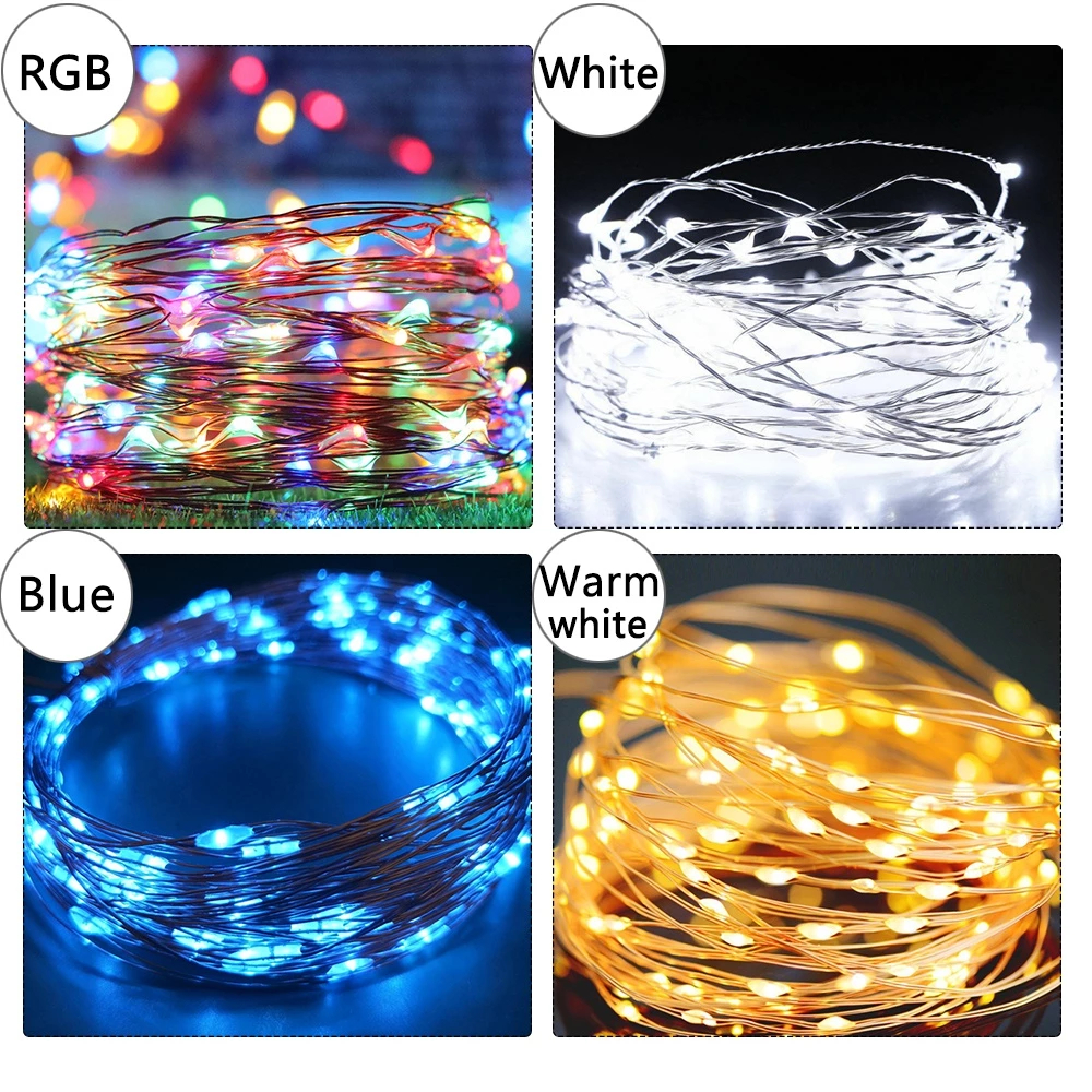 สายไฟหิ่งห้อย LED 2 เมตร 5 เมตร 10 เมตร พอร์ต USB สีเงิน สําหรับตกแต่งปาร์ตี้คริสต์มาส งานแต่งงาน