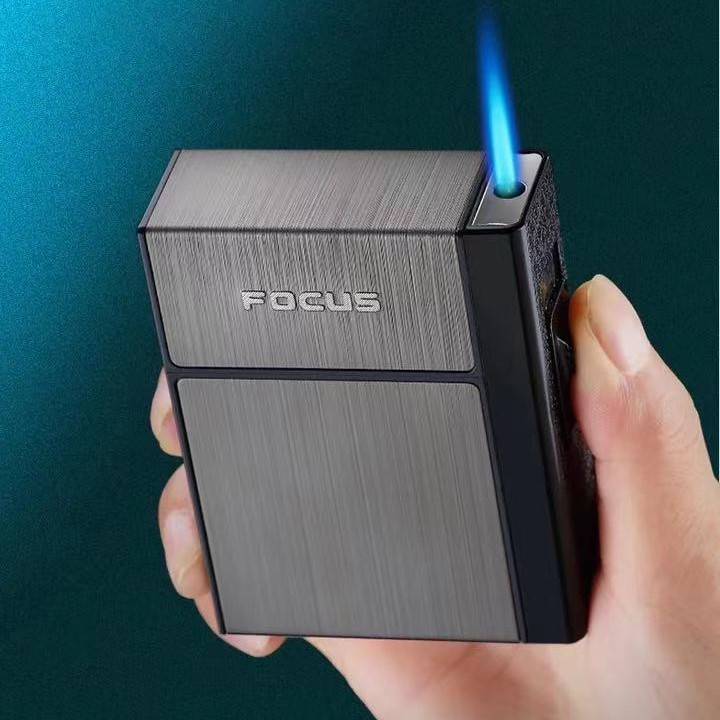 กล่องเก็บบุหรี่ FOCUS กล่องใส่บุหรี่ 2 IN 1 อลูมิเนียมทนทาน 8 มวน