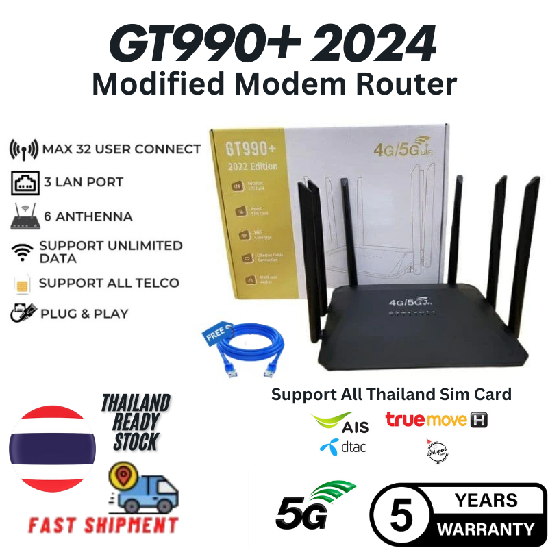 เราเตอร์ WiFi เราเตอร์ซิมการ์ด GT990/GT880/CPE PRO เราเตอร์ 4G/5G ทำงานได้กับทุกซิมการ์ด สัญญาณเต็มแ