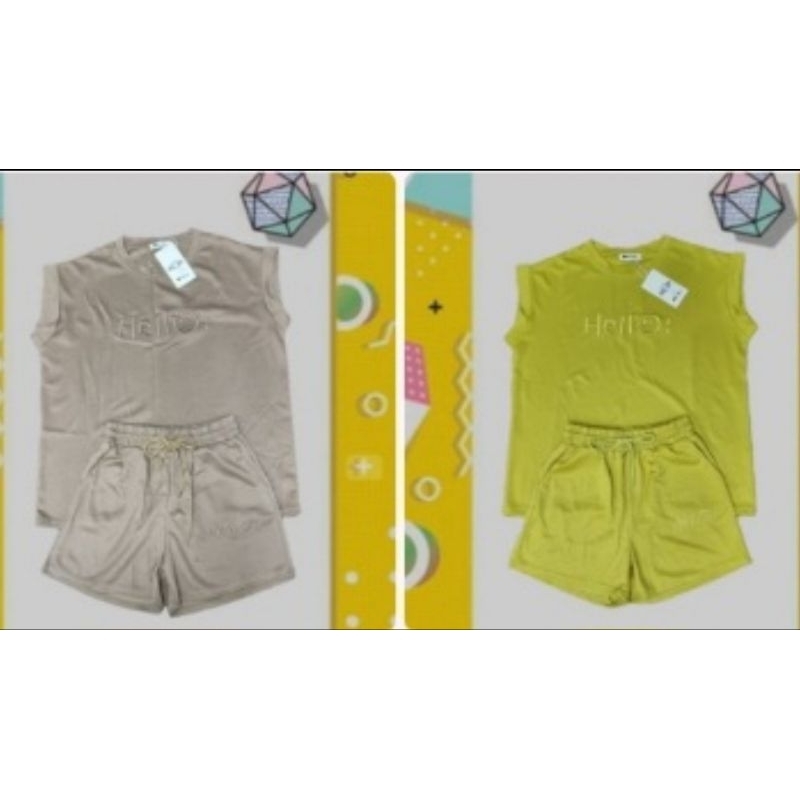 งานป้าย BEchic: ชุดเซ็ท กางเกงขาสั้น เสื้อแขนล้ำ ( ฟรีไซส์ S-XL) มือ 1