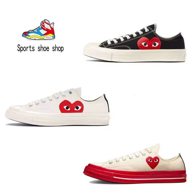 ของแท้100% CDG PLAY X Converse 1970S Low Cut Retro Trendy Street Casual Skateboard Shoes รองเท้ากีฬ รองเท้าผ้า