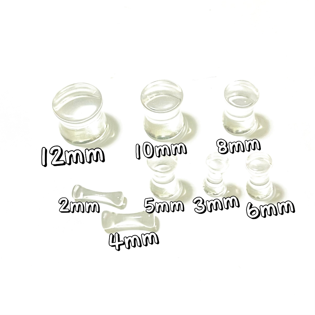 ต่างหูจิวตาไก่2mm--12mm (1pcs)-พลาสติก-black-white