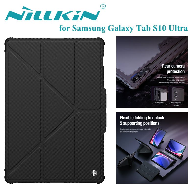 Nillkin for Samsung Galaxy Tab S10 Ultra 14.6inch Case Bumper Pro Multi-Angel Folding Leather Smart Shockproof Cover