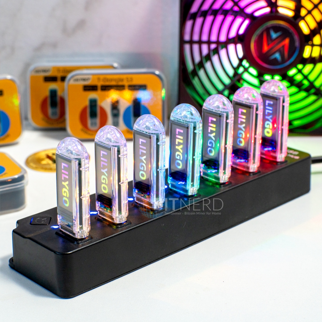 Nerdminer Mini USB s3RGB จอ 0.96 IPS LCD ขุดบิทคอยน์ Solo ครบเซ็ต 7 ตัว แรงขุดรวม 539Kh/s