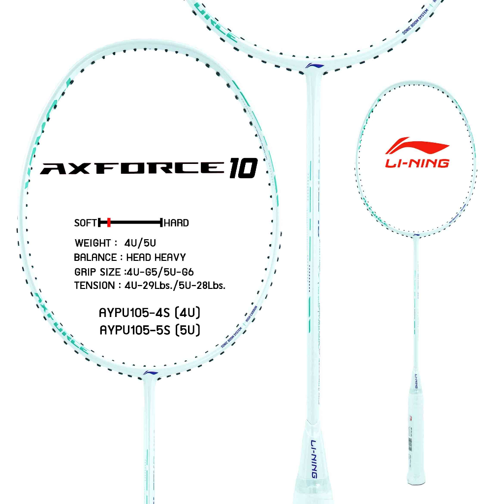 LI-NING AXFORCE 10 (4U/5U) ไม้แบดมินตัน แถมซอง+กริปพันด้าม+เอ็น พร้อมขึ้นฟรี (เลือกได้ที่ ช้อปเพิ่มคุ้มกว่า)