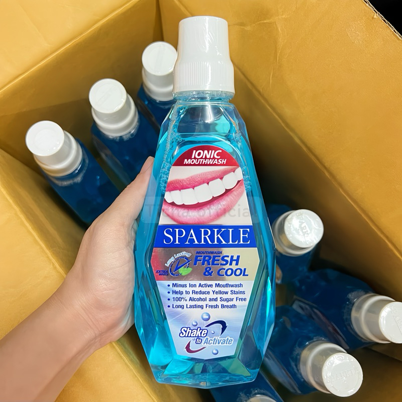 ถูกสุด SPARKLE น้ำยาบ้วนปาก สปาร์คเคิล สูตร IONIC MOUTH WASH FRESH & COOL 500 ML.