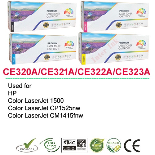 หมึกพิมพ์ CE320A / CE321A / CE322A / CE323A (128A) สีดำ/ สีฟ้า/ สีแดง/ สีเหลือง Compatible