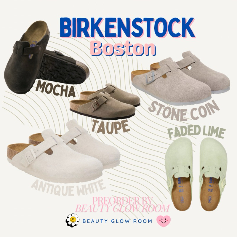 🪵🧸🪞BIRKENSTOCK BOSTON  พรีฯ🧸 สีหายาก Stone coin Antique White Taupe รุ่นหน้าแคบ 