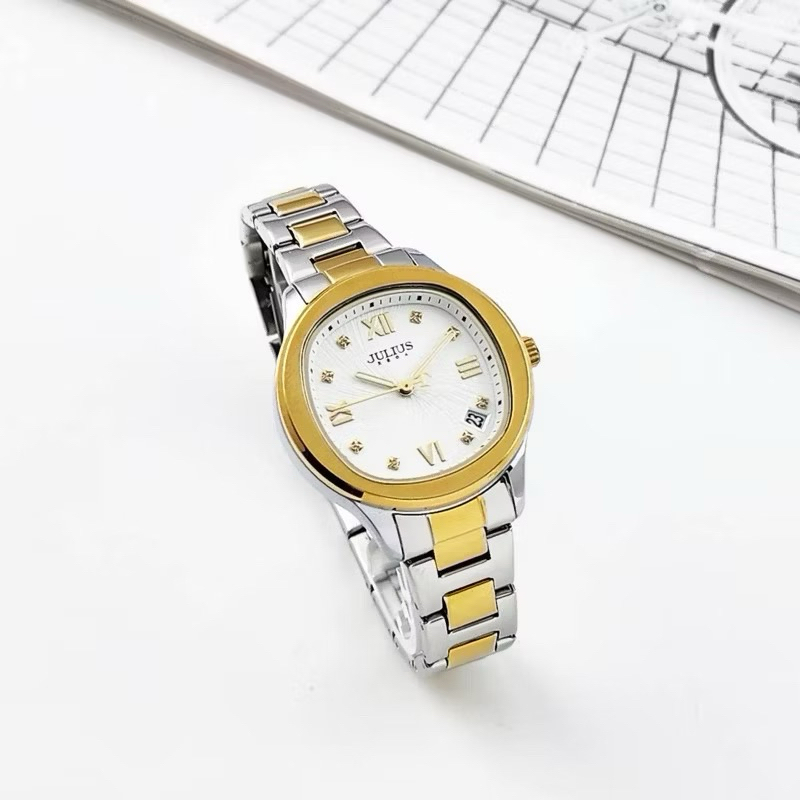 นาฬิกาผู้หญิง Julius  รุ่น JA-1463 สไตส์เกาหลี ตัวเลขโรมัน ประดับเพชร สายสแตนเลท สวย ใส่ง่าย อุปกรณ์ครบ✅