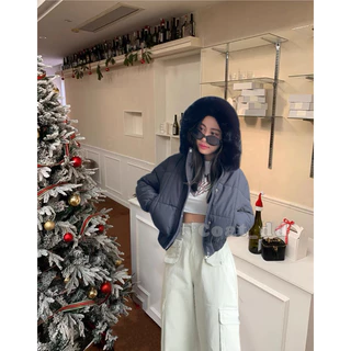 DD(no.79)🌨️Winter blooming faux fur hoodie cropped 🌨️✨พร้อมส่ง 5 สี (M-2XL)เสื้อกันหนาวน่ารักปุ๊กปิ้ก💫🫶🏻หมวกถอดได้