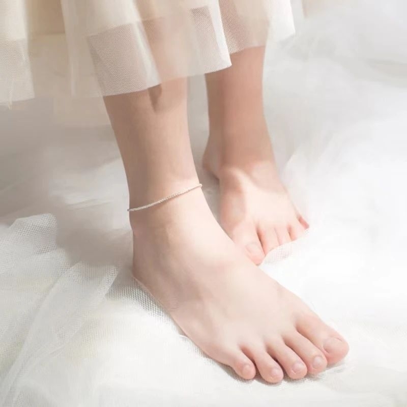 สร้อยข้อเท้ามินิมอล • Silver Glitter Anklet ราคา ถูกที่สุด ดีลบีเคเค แกลเลอรีภาพที่ 2