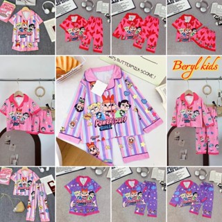 Beryl kids🌸ชุดเซ็ตเด็กผู้หญิงแฟชั่น🎀ชุดนอนเด็ก เสื้อคอปก กระ…