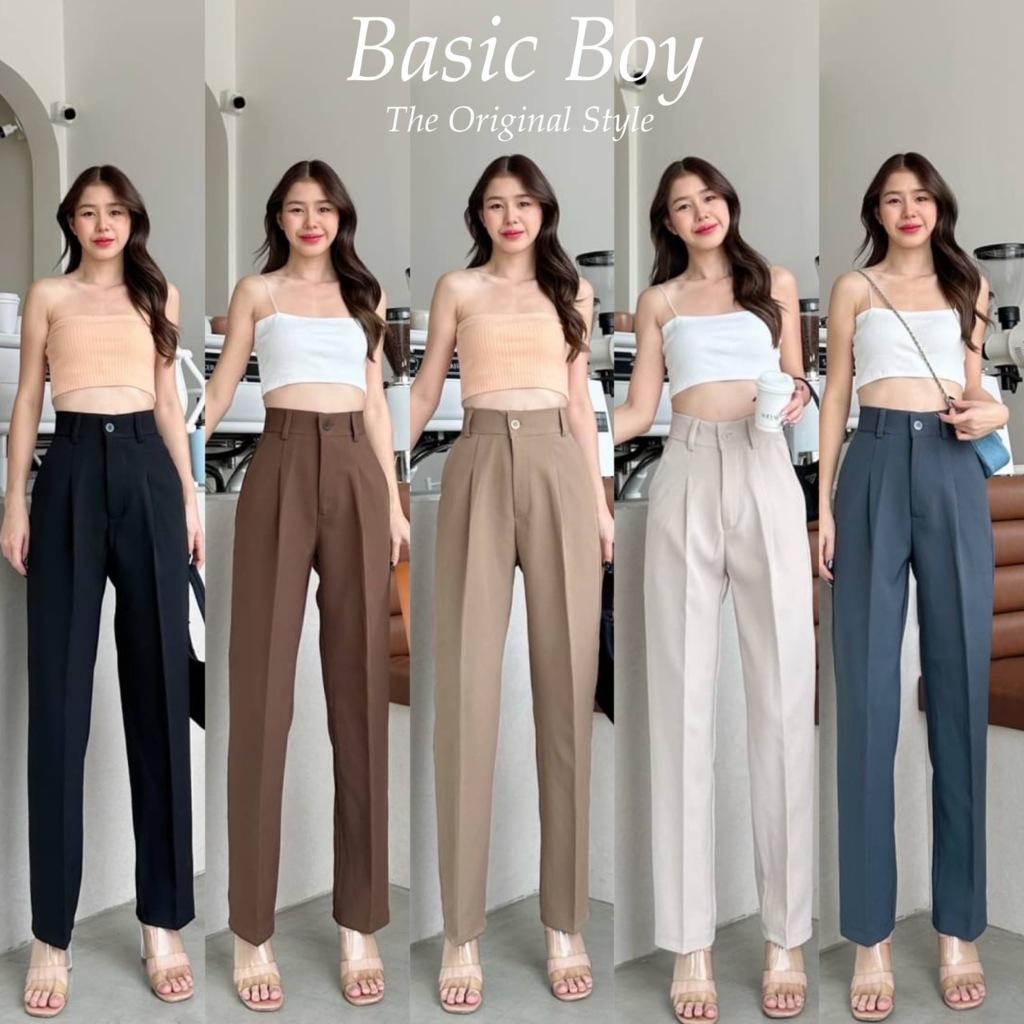 BabarryPants - Basic Boy กางเกงเอวสูง ขากระบอกใหญ่ ใส่ไปเที่ยว ใส่ทำงาน (4-Y)