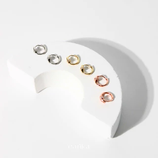earika.earrings - gemmes pin hoop ต่างหูห่วงรูปเข็มหมุดก้านเงินแท้ชุบทองคำขาว/ทอง เหมาะสำหรับคนแพ้ง่าย