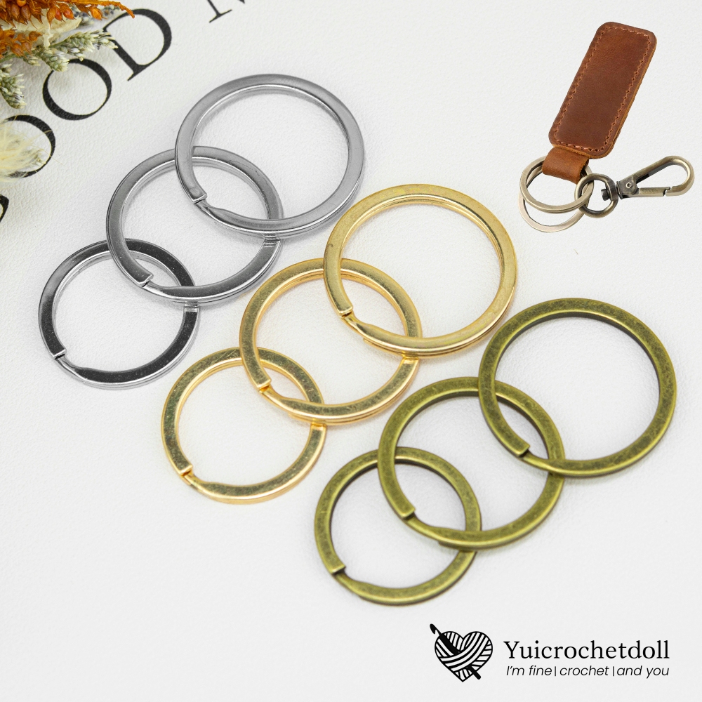 ห่วงพวงกุญแจแบบแบน อะไหล่พวงกุญแจ พวงกุญแจหนัง Key cover สี Nickel, KC Gold, Antique bronze plated flat key rings DIY.