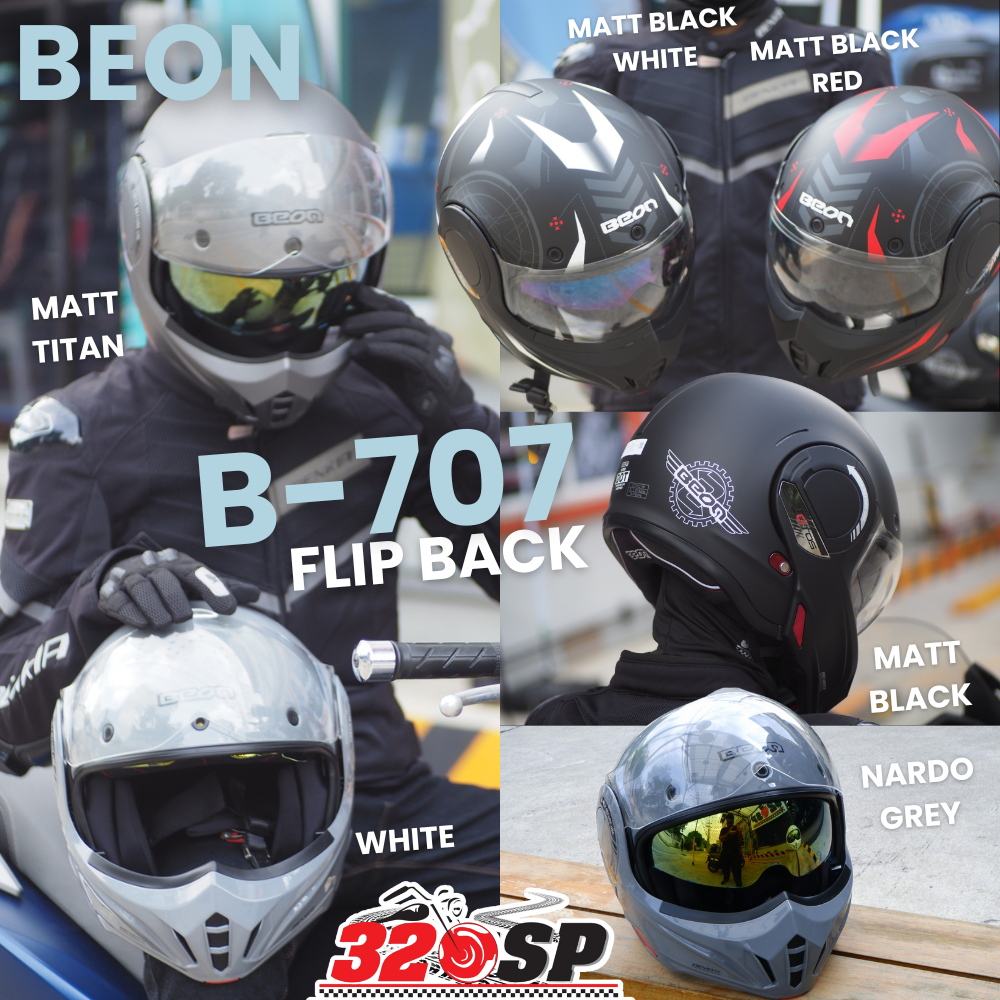 หมวกกันน็อค BEON B-707 FLIP BACK ลายใหม่ล่าสุด ส่งไว!! 320SP
