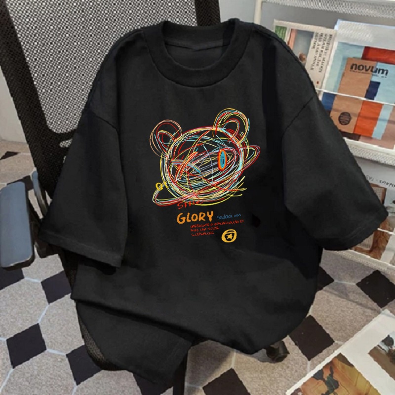 Top.street เสื้อยืดผู้หญิง oversize GLORY Bear น่ารัก พิมพ์ลาย แขนสั้น คุณภาพดี แฟชั่น เสื้อ fit unisex
