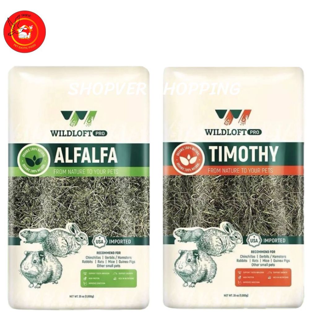 Wildloft PRO Super Premium Timothy , Alfafa หญ้าทิโมธี หญ้าอัลฟาฟ่า ซูเปอร์พรีเมี่ยม ร่อนฝุ่น 1 kg.