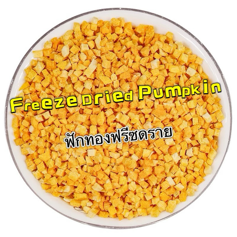 Freeze Dried Pumpkin 20g ฟักทองฟรีซดราย ขนมนก ผสมกับอาหาร นกกัดง่าย โดยเฉพาะนกขนาดเล็ก ขนมนกแก้ว อาหารนก