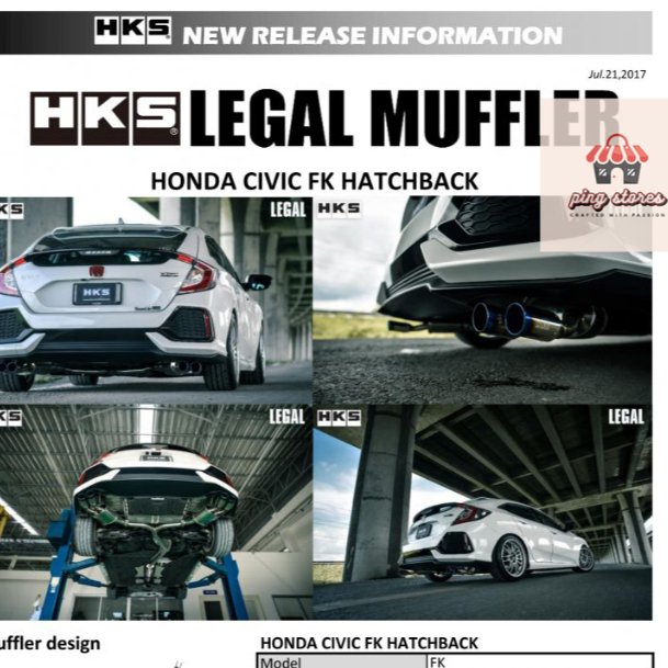 ท่อ HKS Honda Civic FK ปลายTita เครื่อง L15B