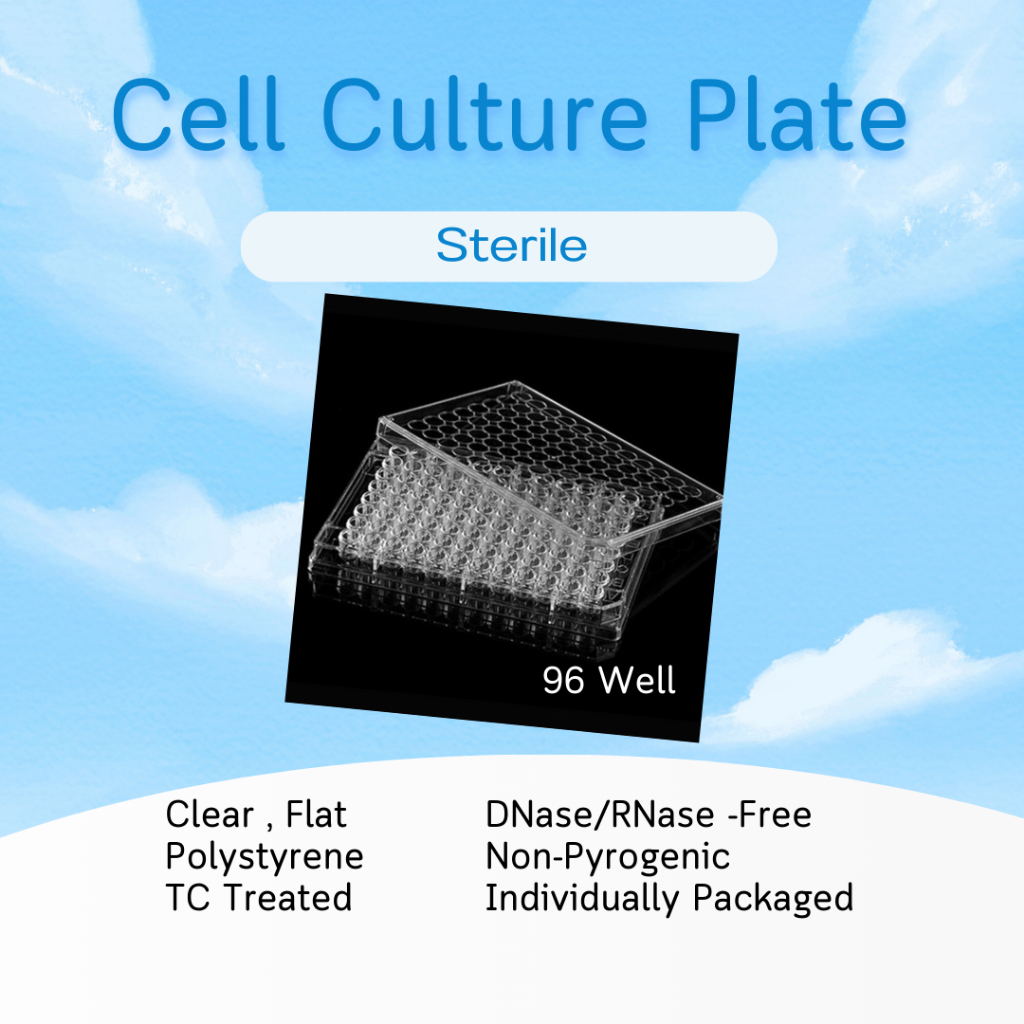 (Pack 5 ชิ้น) 96 Well Cell Culture Plate จานหลุมไมโครเพลท พลาสติกใส ปราศจากเชื้อ 96 ช่อง