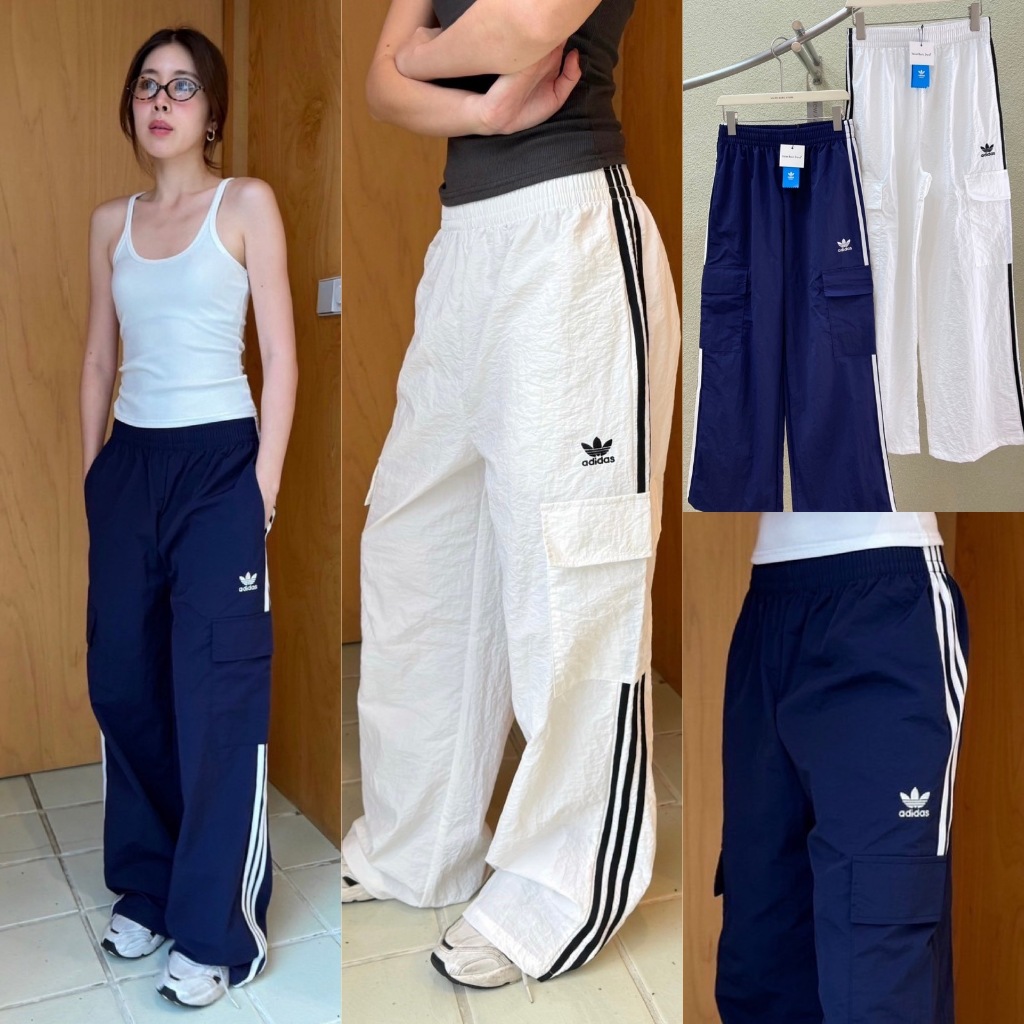 🍊 VL CARGO POCKET Pant”  กางเกงวอร์มขายาวเอวสูง ผ้าร่มไนล่อน แต่งแถบข้าง ปังมากคะรุ่นนี้!! ดีเทลกระเป๋าข้างใช้งานได้จริง