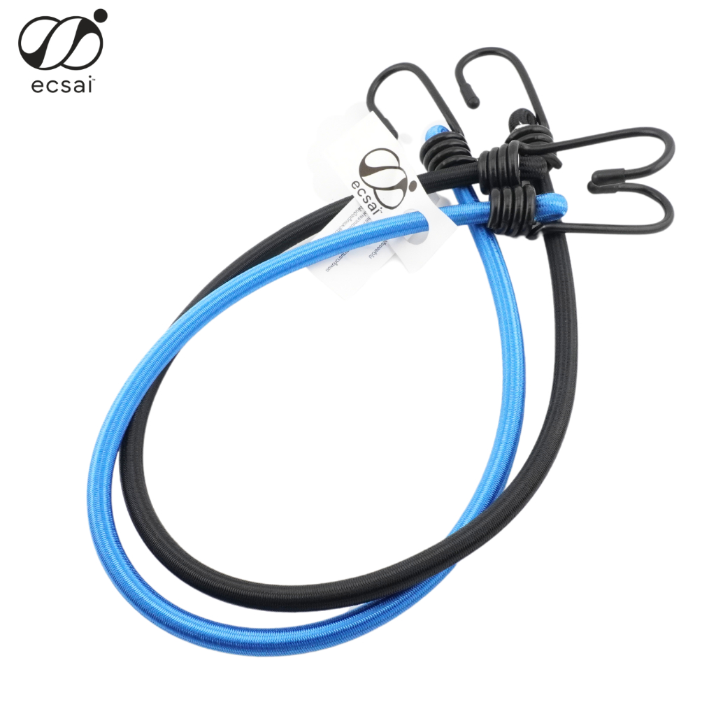 ecsai สายรัดของยางยืด โพลีเอสเตอร์  ขนาด 8 มม. พร้อมตะขอเหล็กเคลือบ PVC (แพ็ค 2 เส้น)  รัดของท้ายมอเตอร์ไซค์