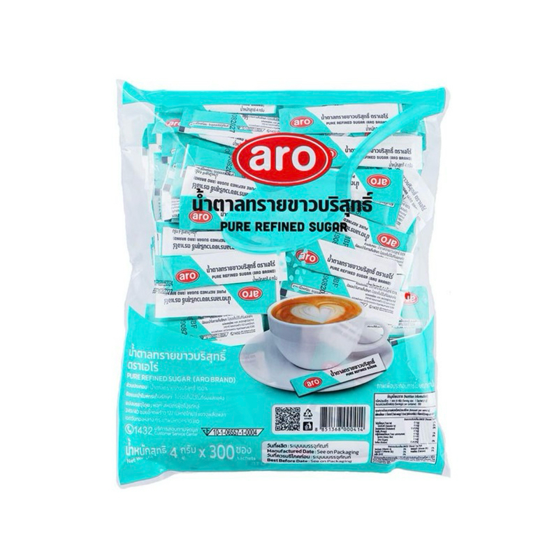 น้ำตาลทรายขาว 4g x300ซอง Aro เอโร่ น้ำตาลทราย น้ำตาลซอง