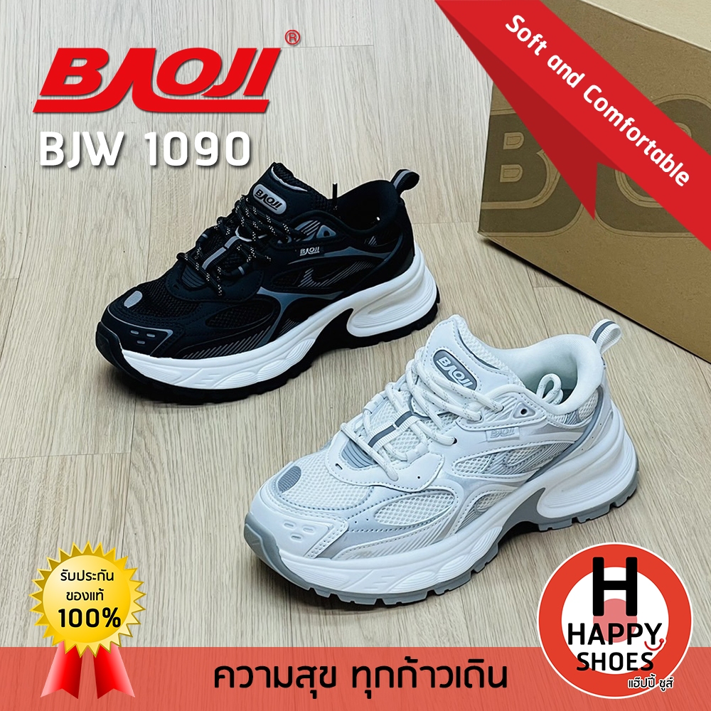 [ บาโอจิแท้100% ไซส์37-41 ฟรี...ถุงเท้า 1 คู่] BAOJI รุ่น BJW1090 รองเท้าผ้าใบหญิง รองเท้ากีฬาหญิง รองเท้าวิ่งหญิง