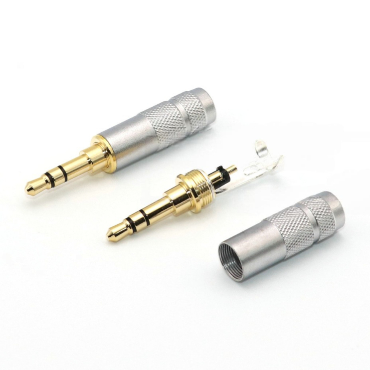Jack AUX 3.5 DIY แจ๊ค 3.5mm สำหรับสายสัญญาณเสียง ปลอกสีเงิน ชุบทอง