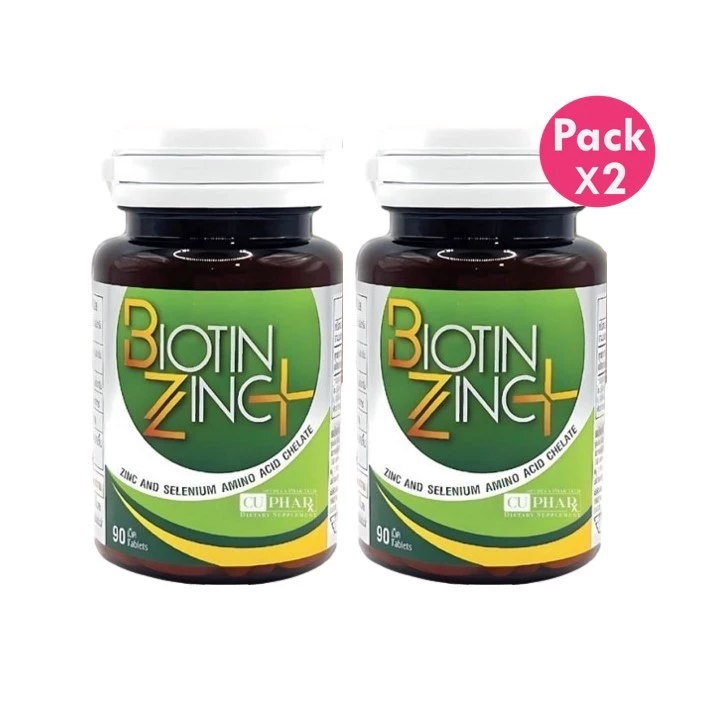 โปรโมชั่น 2 ขวด Biotin Zinc plus ไบโอทิน ซิงก์ คณะเภสัช จุฬา จำนวน 2 ขวด