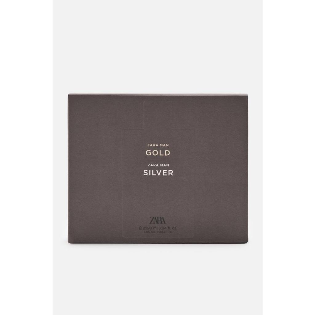 (น้ำหอมzara) ZARA MAN SILVER + ZARA MAN GOLD 90 ML x 2 Eau de toilette Duo set แพ็คคู่สุดคุ้ม (พร้อม