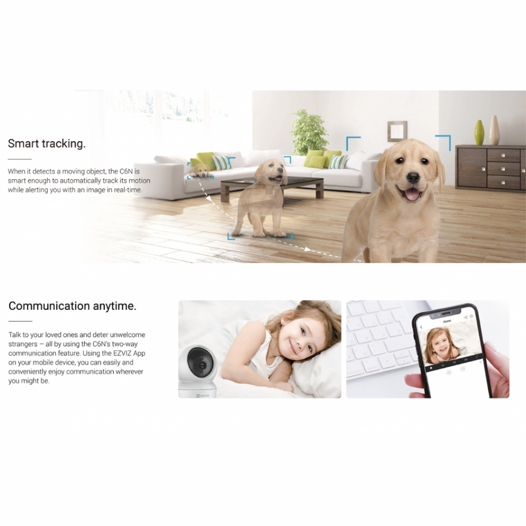 Ezviz กล้องวงจรปิดไร้สาย รุ่น C6N 1080P Smart Wi-Fi PT Camera พร้อม SD64Gb สีดำ