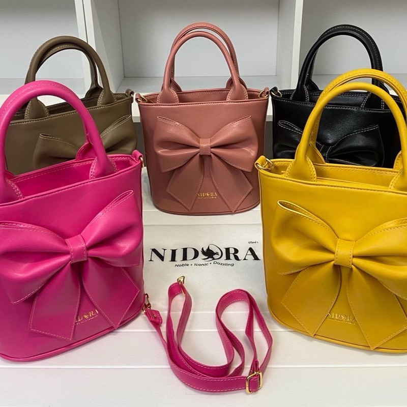 กระเป๋า NIDORA งานแท้ หน้าโบว์ทรงถังงานสวยมากน่ารักมาก