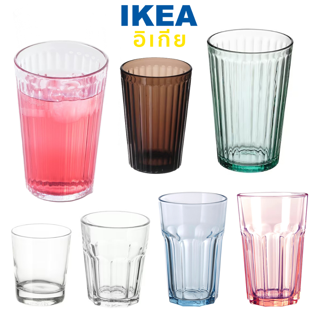 ชุดแก้วน้ำ IKEA 4-6 ใบ ทำจากเทมเปอร์ กระจกนิรภัย ใส่ได้ทั้งเครื่องดื่มเย็นและร้อน