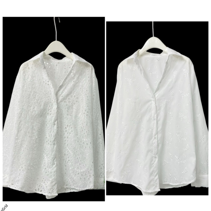 เชิ้ตคอตต้อนลูกไม้ฉลุ ป้าย PRM ลายสวยดูดี ใส่ได้ยาวๆเลยคะ