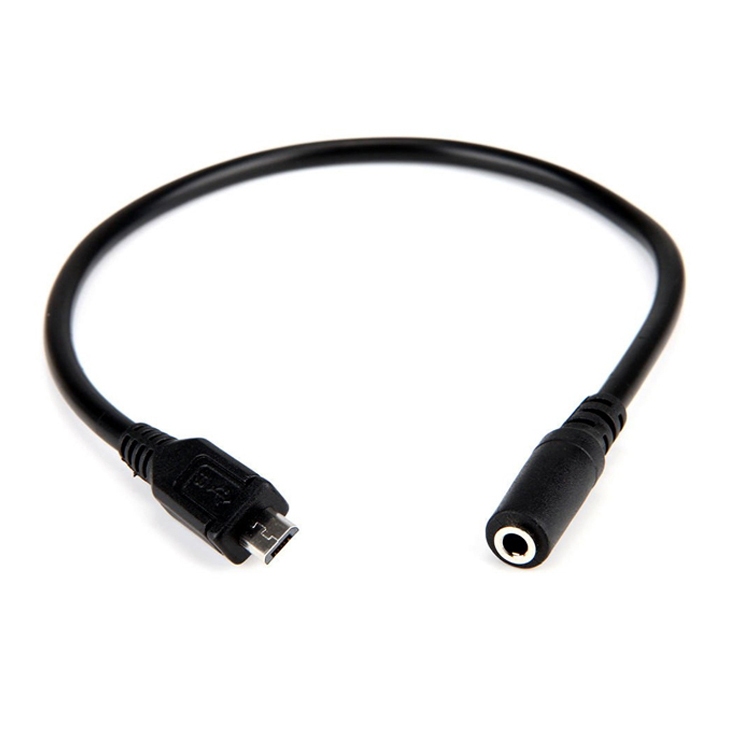 Jack 3.5mm Female 3 Pole Aux Audio Jack to Micro USB B 5 Pin Male Adapter Cable 1FT