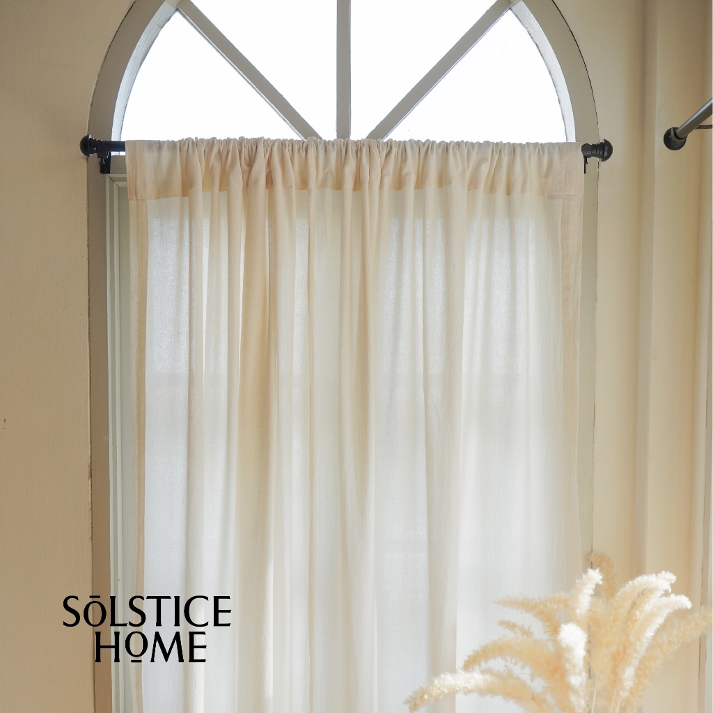 แนะนำ ผ้าม่าน (มี 40 สี) ผ้าม่านหน้าต่าง / ผ้าม่านประตู แบบสอดราว Solstice Home ผ้าฝ้าย มินิมอล พร้อมสายรวบ  สั่งตัดตามขนาด ม่านสอดลวด ราคาพิเศษ มีเก็บเงินปลายทาง