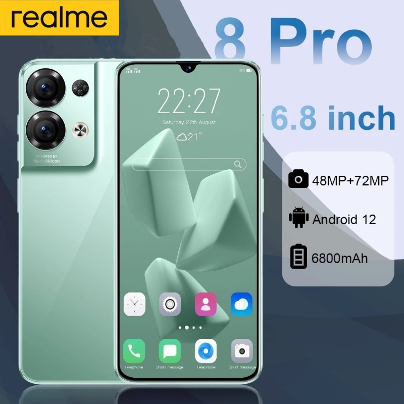 โทรศัพท์ Rino8 Pro แรม16GB รอม512GB ปลดล็อกด้วยใบหน้า 60Hz HD 6.8 นิ้ว 6800mAh รองรับ 2 ซิมการ์ด หน้าจอเต็มสมาร์ทโฟน