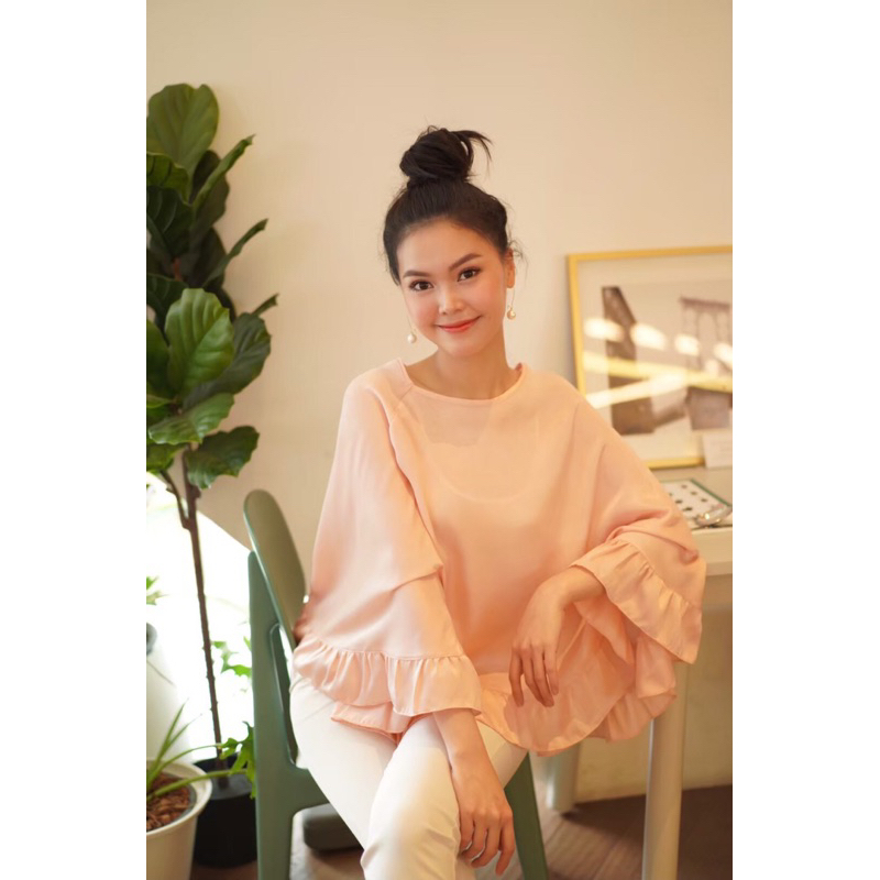 ผ้าคลุมให้นม แบบระบาย สีพีช