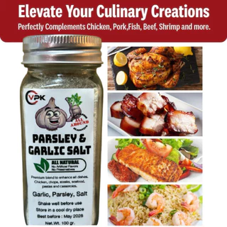 Garlic Parsley Salt -Parsley Garlic Salt Shaker- Multipurpose Seasoning MSG Free-UK, AU, US food-60gr-100gr