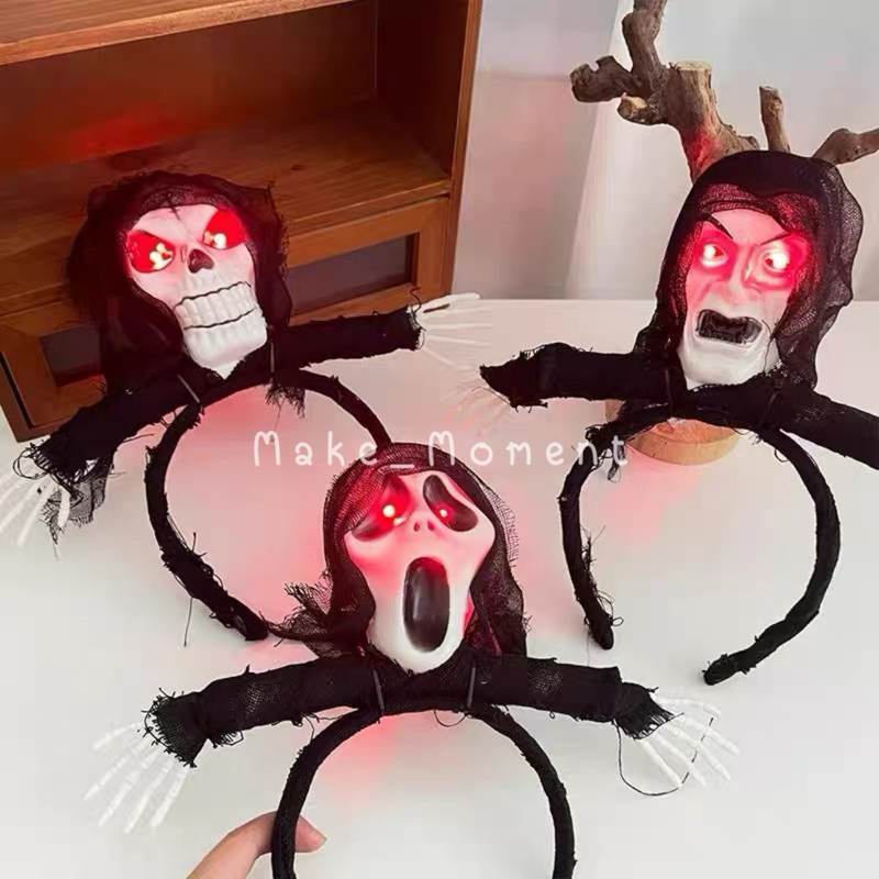(ร้านไทย ส่งไว) พร็อพปาร์ตี้ฮาโลวีน กิ๊บมือ คาดผมกระโหลก เครื่องหัว halloween
