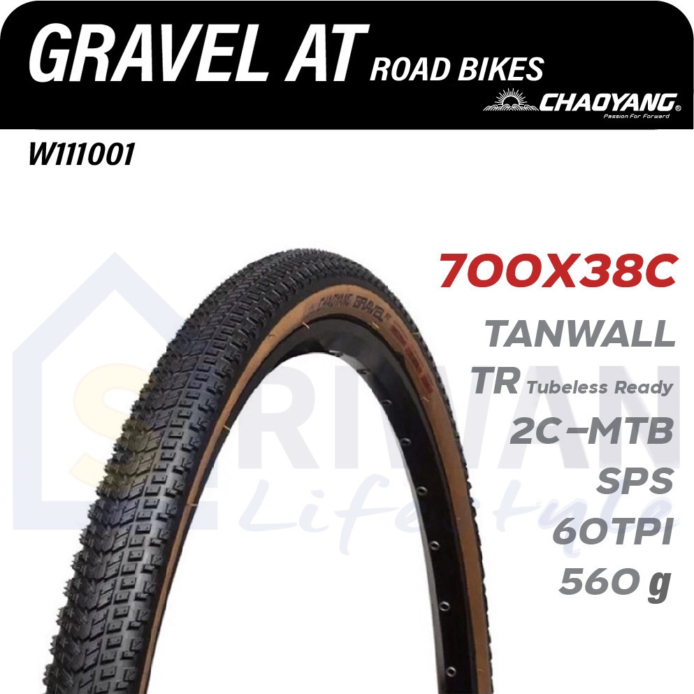 CHAOYANG รหัส W111001 ยางนอกจักรยาน ยางนอกเสือหมอบ GRAVEL AT ขนาด 700x38c (TAN WALL) ยางพับ (แพ็ค 1 เส้น