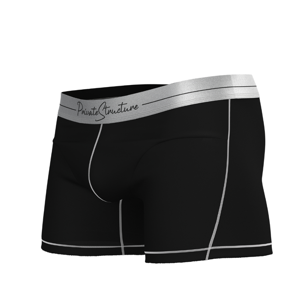 Private Structure กางเกงชั้นในชาย รุ่น Tencel Mid Waist Boxer Brief - White Mix Velvet Black [4381]