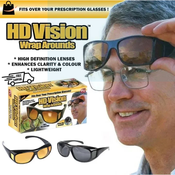 🔥🔥​✨​✨​✨HD Vision ป้องกันแสงสะท้อนขับรถกลางคืนแว่นตาตัดรอบแว่นกันแดด แว่นตา HD Vision Wrap Arounds🔥🔥