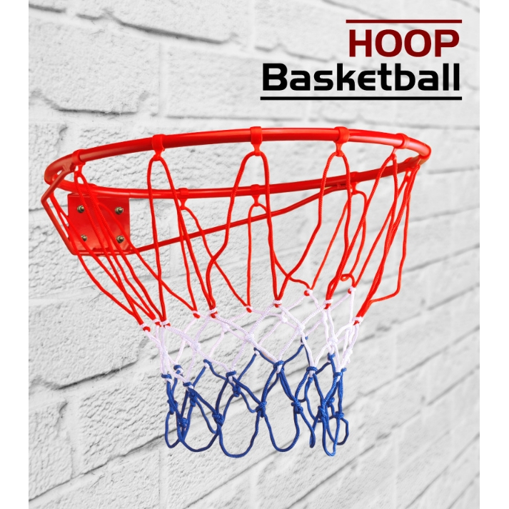 พร้อมตาข่าย BG Basketball Hoop ห่วงบาสเกตบอล รุ่น R1 ขนาด 45 cm. แขวนติดผนังขอบโลหะ ห่วงบาสมาตรฐาน