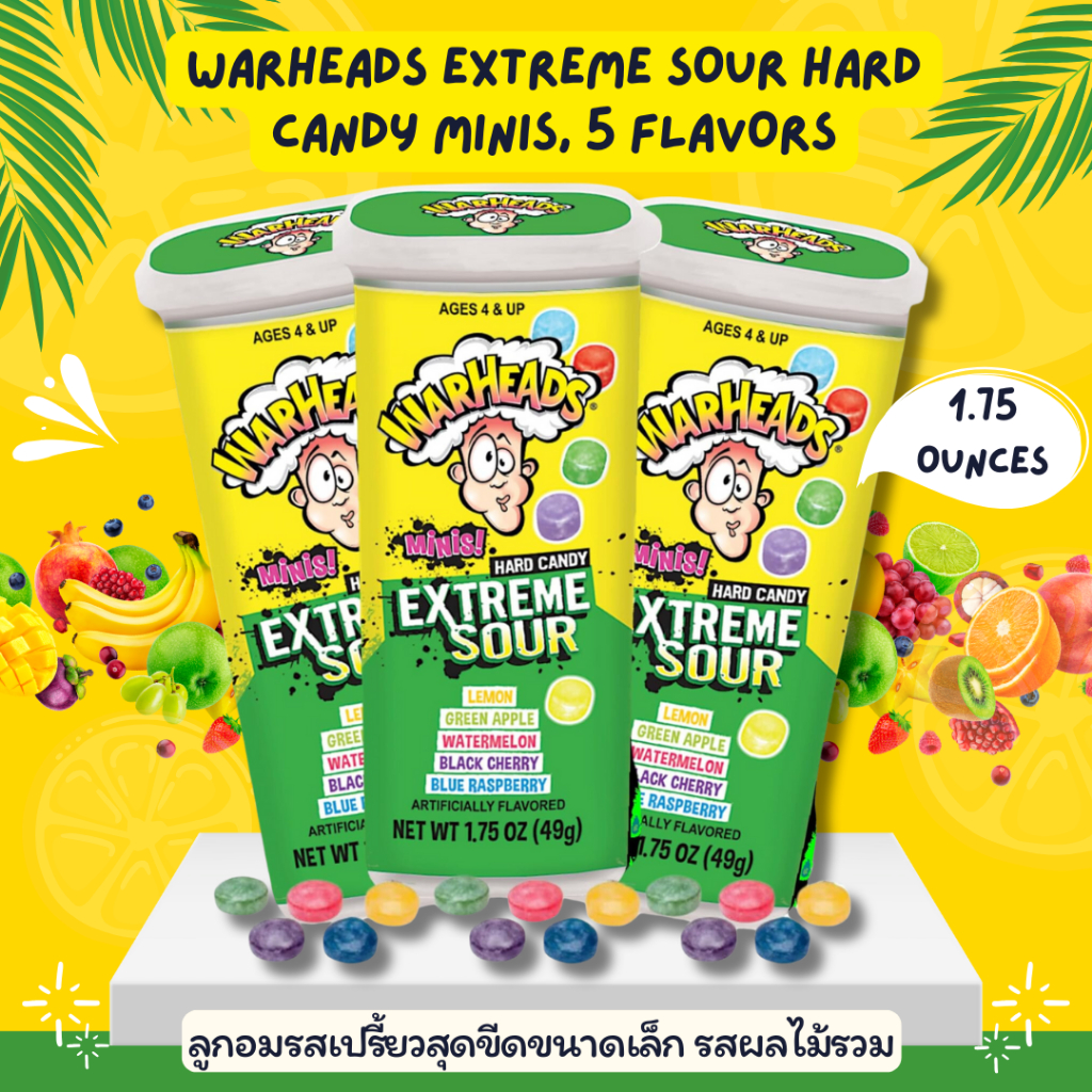 ✨นำเข้าจาก 🇺🇸“ท้าทายความเปรี้ยวสุดขั้ว! Warheads Extreme Sour Hard Candy Minis 5 รสชาติสุดจี๊ด เพียง