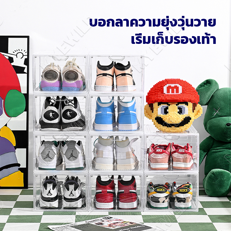 🎉 กล่องรองเท้าพลาสติก 🎉 พับเก็บได้ กันน้ำ กันฝุ่น ติดตั้งง่าย เหมาะสำหรับทางเข้าห้องนั่งเล่นและห้องนอน รูปที่ 6