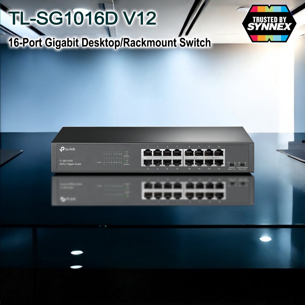 TP-Link TL-SG1016D V12 16-Port Gigabit Switch พอร์ต RJ45 ขนาด16×10/100/1000Mbps