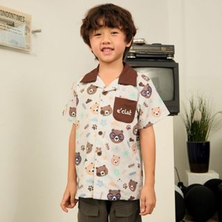 e'clat เสื้อเชิ๊ต เเขนสั้น พิมพ์ลายทั้งตัว เนื้อผ้าป๊อปปริ้น…